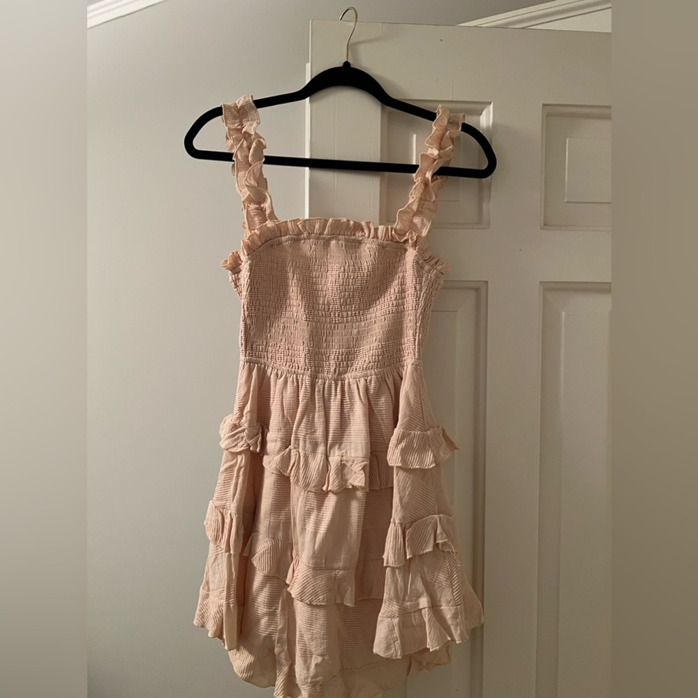 NEVER WORN WITH TAGS Tan/Orange Ruffled Mini Dress